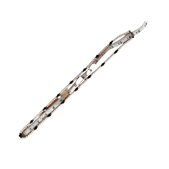 Vintage Glass Pearls and Onyx Strand Necklace - Picture 6 of 6